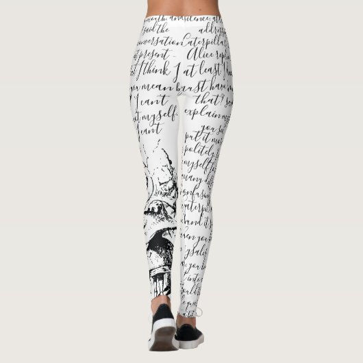 Alice in Wonderland met zwart en wit script Leggings (Achterkant)