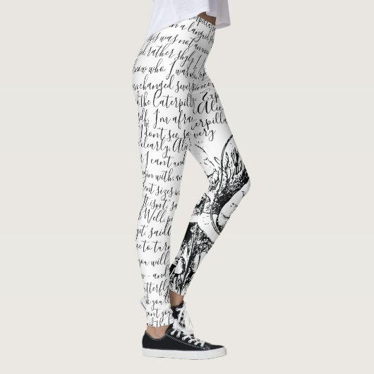 Alice in Wonderland met zwart en wit script Leggings (Rechts)