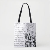 Alice in Wonderland met zwart en wit script Tote Bag (Voorkant)