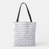 Alice in Wonderland met zwart en wit script Tote Bag (Achterkant)