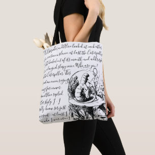  Alice in Wonderland met zwart en wit script Tote Bag
