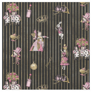 Alice in Wonderland met zwarte en gouden strips Stof