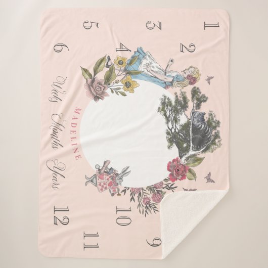  Alice in Wonderland | Mijlpaal Baby maand Sherpa Deken (Voorkant)