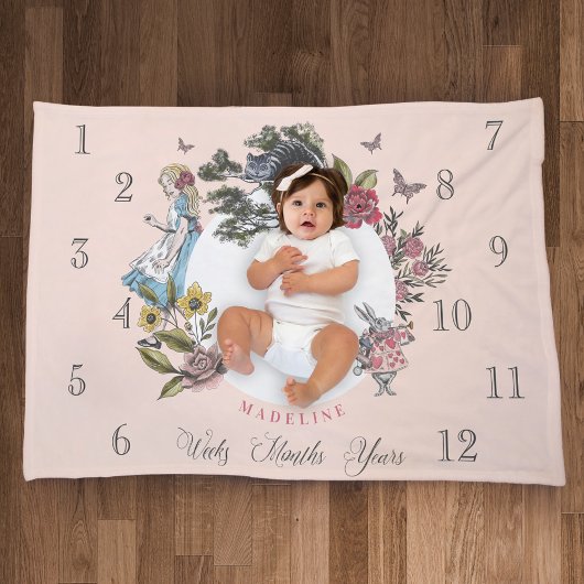 Alice in Wonderland | Mijlpaal Baby maand Sherpa Deken