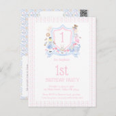 Alice in Wonderland Monogram Crest Uitnodiging (Voorkant / Achterkant)