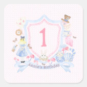 Alice in Wonderland Monogram Vierkante Sticker (Voorkant)