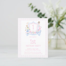Alice in Wonderland Monogram Wapen Uitnodiging