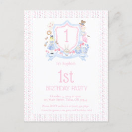 Alice in Wonderland Monogram Wapenfeest Briefkaart