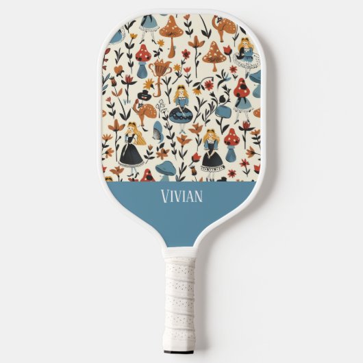  Alice in Wonderland Naadloze Patroon Pickleball Paddle (Achterkant)
