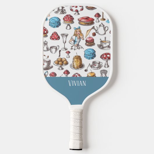 Alice in Wonderland Naadloze Patroon Pickleball Paddle (Achterkant)