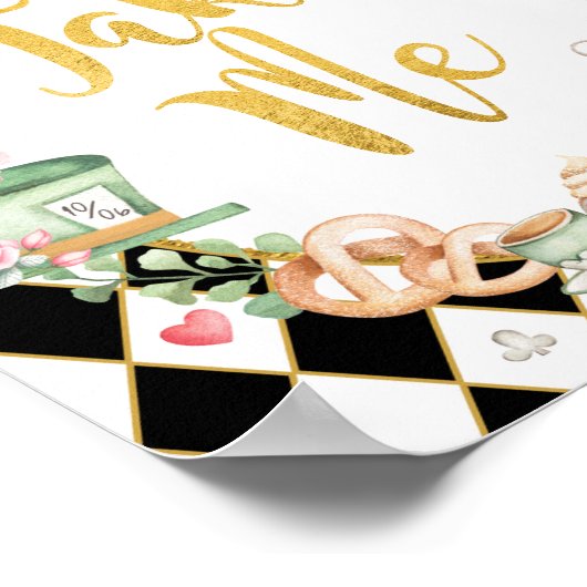 Alice in Wonderland NEEM ME Feestattributen Bord Poster (Hoek)