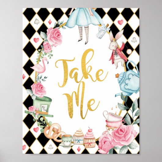 Alice in Wonderland NEEM ME Feestattributen Bord Poster (Voorkant)