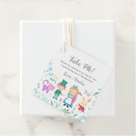 Alice in Wonderland "Neem me mee"-labels Bedankjes Labels