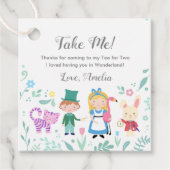 Alice in Wonderland "Neem me mee"-labels Bedankjes Labels (Voorkant)