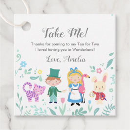 Alice in Wonderland "Neem me mee"-labels Bedankjes Labels