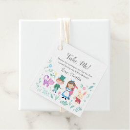 Alice in Wonderland "Neem me mee"-labels Bedankjes Labels
