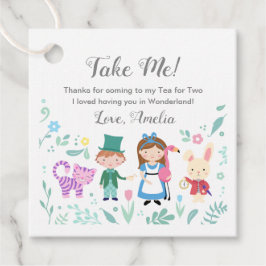 Alice in Wonderland "Neem me mee"-labels Bedankjes Labels