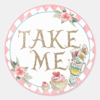 Alice in Wonderland: "Neem me Sticker" Ronde Sticker