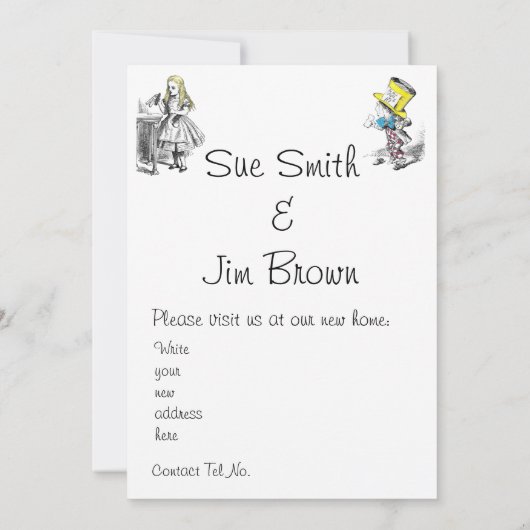 Alice in Wonderland New Home Announcement Card Kaart (Achterkant)