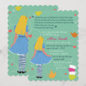 Alice in wonderland nodigt uit voor de verjaardag  kaart (Voorkant / Achterkant)