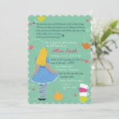 Alice in wonderland nodigt uit voor de verjaardag  kaart (Staand voorkant)