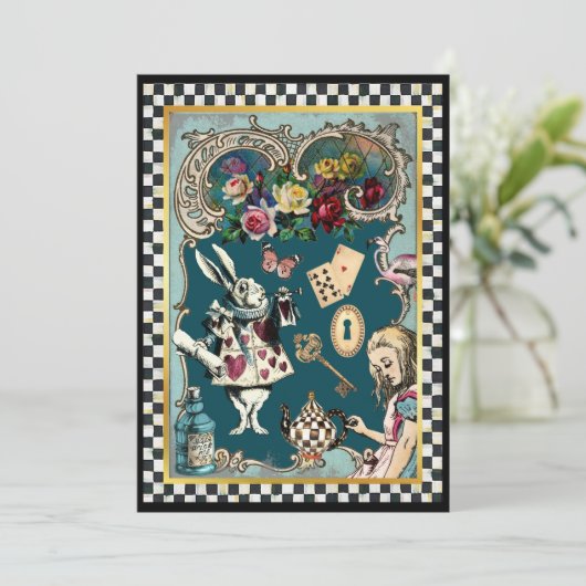 Alice in Wonderland Note Kaart (Staand voorkant)