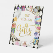 Alice in Wonderland Off met haar geschenken Reclamebord Met Voetstuk (Voorkant)