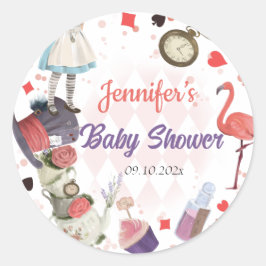 Alice in Wonderland Onederland Baby shower Ronde Sticker