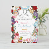 Alice in Wonderland - Onederland First Birthday I Kaart (Staand voorkant)