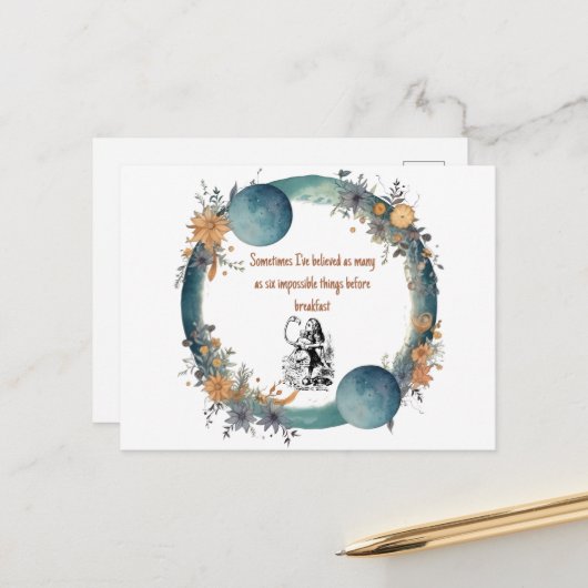 Alice in Wonderland, Onmogelijke dingen Kunst Feestdagenkaart (Voorkant / Achterkant in situ)