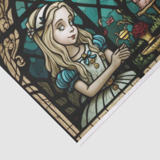 Alice in Wonderland, ontkleurd glas Tissuepapier (Detail)