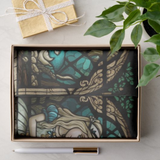 Alice in Wonderland, ontkleurd glas Tissuepapier (Geschenk)