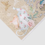 Alice in Wonderland ontkoppelde Alice die kaarten  Tissuepapier (Detail)