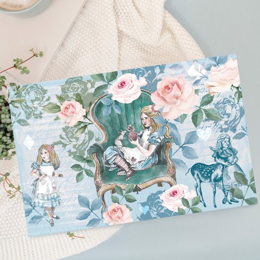 Alice in Wonderland ontkoppelt roze rozen Tissuepapier
