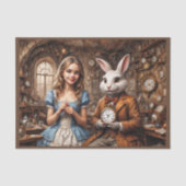 Alice in Wonderland ontmoet de Witte Konijn Tissuepapier (Voorkant)