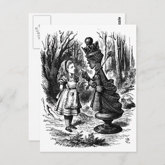Alice in Wonderland ontmoet Red Queen Chess Piece Briefkaart (Voorkant / Achterkant)