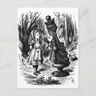Alice in Wonderland ontmoet Red Queen Chess Piece Briefkaart