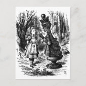 Alice in Wonderland ontmoet Red Queen Chess Piece Briefkaart (Voorkant)