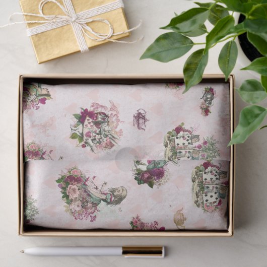Alice in Wonderland Ontwerpen  Roze Tissuepapier (Geschenk)