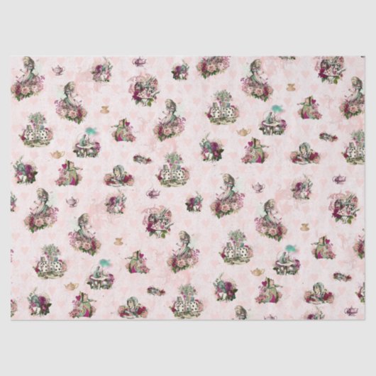 Alice in Wonderland Ontwerpen  Roze Tissuepapier (Voorkant)