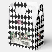 Alice in Wonderland op Black and White Harlequin Bedankdoosjes (Geopend)