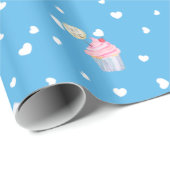 Alice in Wonderland op Blue/White Falling Hearts Cadeaupapier (Rol Hoek)
