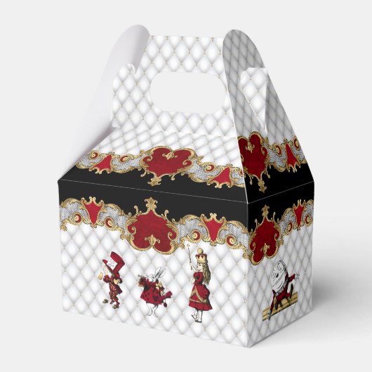 Alice in Wonderland op Crimson en White Bedankdoosjes (Achterkant)