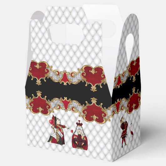 Alice in Wonderland op Crimson en White Bedankdoosjes (Geopend)