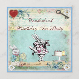 Alice in Wonderland op de dag van de geboorte Tea  Kaart