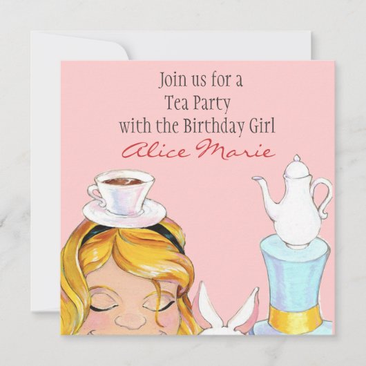 Alice in Wonderland op de dag van de geboorte Tea  Kaart (Voorkant)