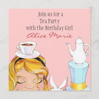 Alice in Wonderland op de dag van de geboorte Tea Kaart