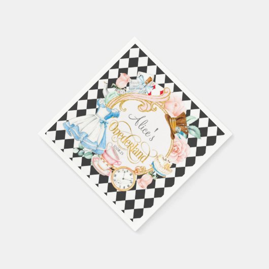 Alice in Wonderland op de theedag 1 verjaardag Servet (Hoek)