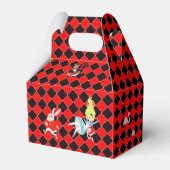 Alice in Wonderland op Red and Black Art Deco Bedankdoosjes (Voorkant Zijde)