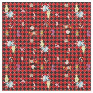 Alice in Wonderland op Red and Black Art Deco Stof